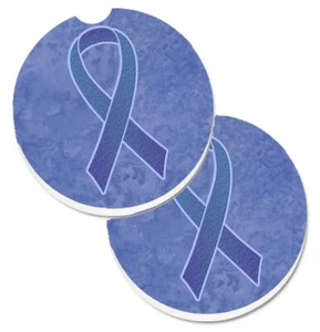 Periwinkle Blue Ribbon Set of 2 Car Cup Holder Coasters AN1208CARC - Picture 1 of 1