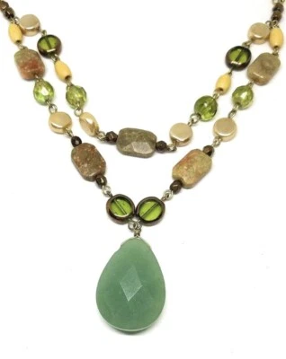 Lia Sophia “Sanibel” Necklace w/Genuine Green Aventurine, Unikite & Crystals - Image 1 of 4