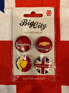 Juego de insignias con botones de recuerdo coleccionables de monumentos de Birmingham X 4 - Imagen 1 de 2