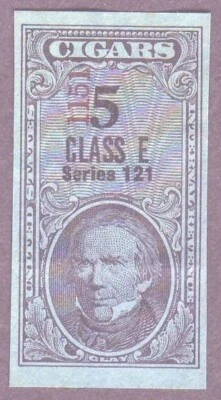 Series 121 (1951) 5 Class E  tax paid revenue stamp, black [tp24 - Image 1 of 2