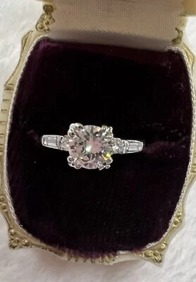 Anillo redondo brillante platino/diamante talla 5,25 Foto 1 de 4