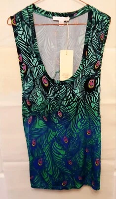 BNWT Matthew Williamson for H&M  Peacock Sleeveless Top Size XL more like 2XL - Image 1 of 4