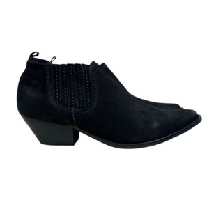 Schutz Womens Ankle Booties Jaqueline Black Suede Pointed Toe Block Heel Sz 9B - Picture 1 of 10