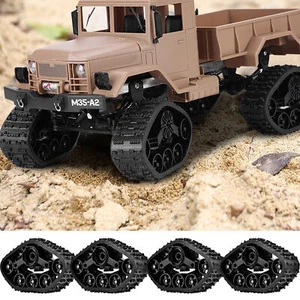 4pcs RC Car Tire Wheel Rubber Crawler Tyre For WPL 1/16 RC Military Truck - Picture 1 of 7