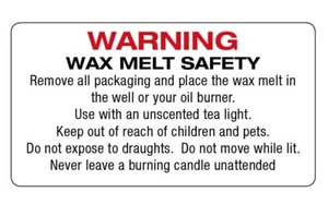 260 x WAX MELT SAFETY STICKERS WARNING Instructions requirement Labels - 678 - Picture 1 of 1