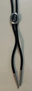Vintage Swank Bolo Tie Monogrammed “J” Black Silver - Picture 1 of 5