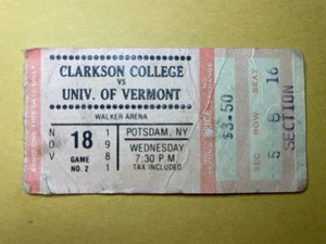 Clarkson College vs Vermont Hockey Ticket Stub 1981 Walker Arena - Bild 1 von 2