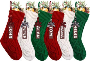 6PACK Christmas Stockings 18Inches Large Cable Knitted Stocking Personalized - Picture 1 of 12