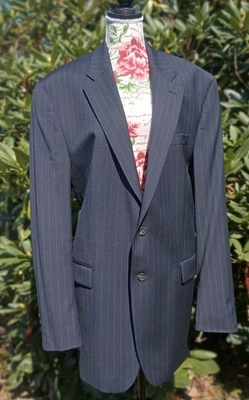 Ralph Lauren Men Blue 46L Wool Suit Jacket Blue Pinstripe Single Breasted Blazer - Image 1 of 4