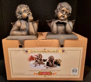 GRANDEUR NOEL CUPID STOCKING HOLDER SET 2003 COLLECTOR EDITION 7 7/8" TALL - Picture 1 of 7