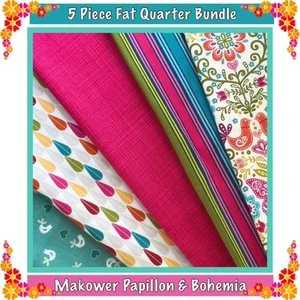 5 x Fat Quarter Bundle Makower Papillon Bohemia Linea Ethnic Bright Quilt Sewing - Picture 1 of 6