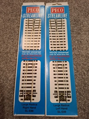 PECO SL-E88 & SL-E89 Large Radious Electrofrog Points - Code 100 - OO/HO Gauge