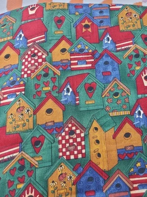 VTG 2 Yrd Teresa Kogut "Small Friends" Birdhouse Fabric SSI South Sea Imports - Image 1 of 3