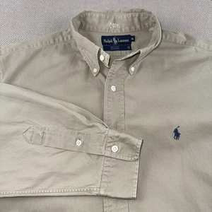 Vintage Ralph Lauren Hemd Herren XL Beige Langarm Knopfleiste Baumwolle 90er USA - Bild 1 von 16