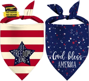 4. Juli Hund Bandanas, patriotische Party Haustier Dekoration 2er Pack, verstellbar Ind - Bild 1 von 8