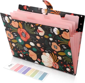 Erweiterbarer Aktenordner mit 5 Taschen, Floral Akkordeon Datei Organizer für Import - Bild 1 von 12