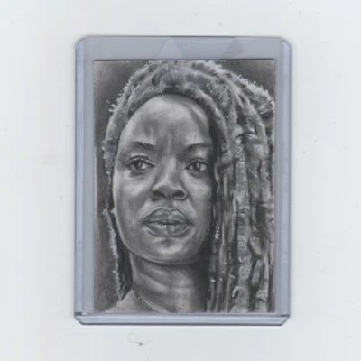 WALKING DEAD MICHONNE ORIGINAL ACEO SKETCH CARD BY ARTIST DANNY HAYMAN   1/1! - Image 1 of 2