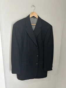 Men's Solid Black Joseph Lyman 100% Cashmere 3 Button Jacket Size 44R - Picture 1 of 8