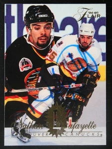 AUTOGRAPHED - Nathan Lafayette Fleer #190 Vancouver Canucks 1994 NHL - Picture 1 of 2