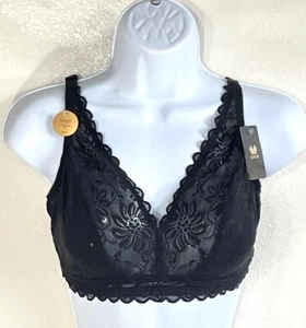 NWT Wacoal Women's XL Soft Sense Lace Mesh Wireless Bralette 810334 Black - Picture 1 of 9