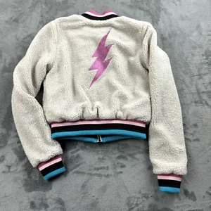 Spiritual Gangster Girls Jacket Size 10 Small Sherpa Lightning Bolt Deep Pile - Picture 1 of 9