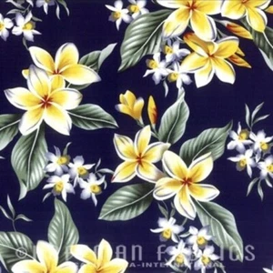 Hoffman Tropicals Plumeria Navy BBLK 925-19  Cotton Fabric - Picture 1 of 1