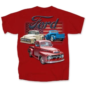 Ford Vintage Truck with a Flag Mens T shirt Licensed - Picture 1 of 6