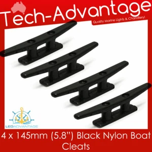 4 x 145MM RESISTENTES A LOS RAYOS UV PEQUEÑOS COMPACTOS DE NAILON NEGRO BARCO/YATE/MARINA BOTINES - Imagen 1 de 2