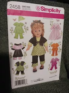 Simplicity Pattern 2458 Doll Clothes 18" Inch fits American Girl Dress Pants - Picture 1 of 3