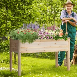 Wood Garden Raised Bed Vegetable Herb Grow Box Elevated Gardening Planter Yard - Picture 1 of 37