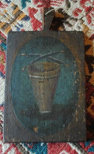 VOLKSKUNST DEUTSCH 1813 HOLZ HANDWERKER SCHILD NAMEN AUF RÜCKSEITE GESCHÄFT HAND OUT SIGN - Bild 1 von 7