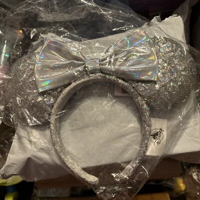 Diadema Silver Minnie Ears & Cinderella SpecEdition de los Parques Disney Tokio NUEVA Foto 1 de 4
