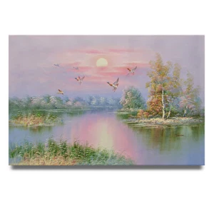 Arte de Nueva York - Ducks Over the Pond 24x36 pintura al óleo original sobre lienzo - ¡Venta! - Imagen 1 de 4
