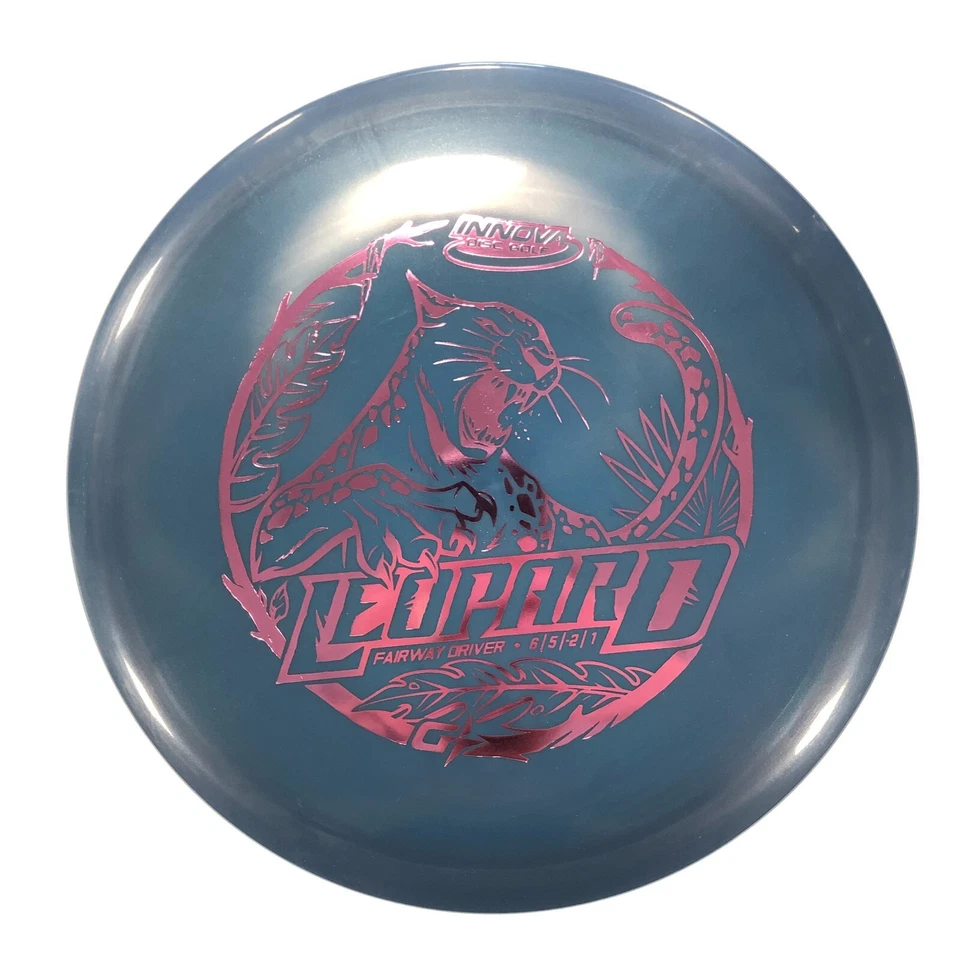 DISC GOLF INNOVA GSTAR LEOPARD LONG GLIDE FAIRWAY DRIVER 173-5g BLUE W/ PINK - Image 1 of 1