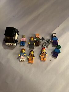 Lot Of Lego Mini figures And Vehicle 10 Pieces, Minecraft + Lego Movie