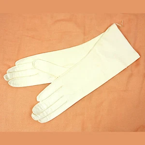 Vintage Deadstock Kidskin Leather 3/4 Length Womens Driving Gloves White 7 Italy - Picture 1 of 7