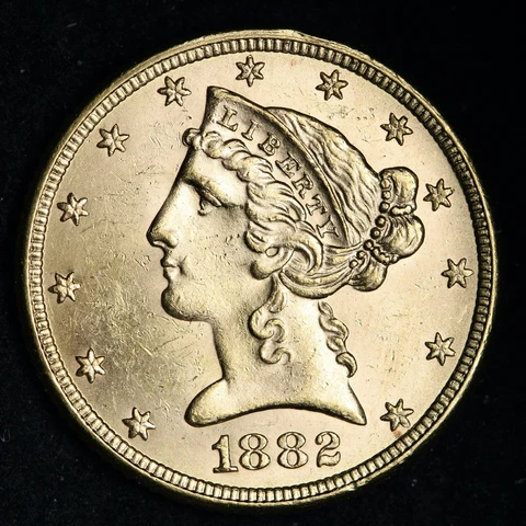 1882 Gold $5.00 Liberty Head Half Eagle CHOICE BU *UNCIRCULATED* MS E300 KMST Cover
