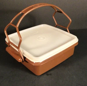Vintage Tupperware Sandwichbehälter #1362 braun #1365 Griff & Scherendeckel #1363 - Bild 1 von 7