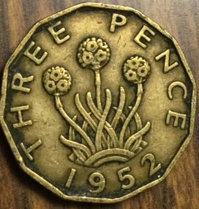 1952 UK GB GREAT BRITAIN THREEPENCE COIN - Picture 1 of 2
