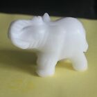 2'' Rzeźbiony kamień szlachetny kryształ biały jadeit słoń figurka zwierzę rzeźba dekoracja