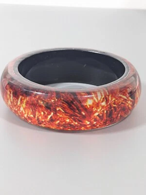 Retro Bold Statement Bracelet Brown Black Clear Acrylic Chunky 9 in - Image 1 of 4