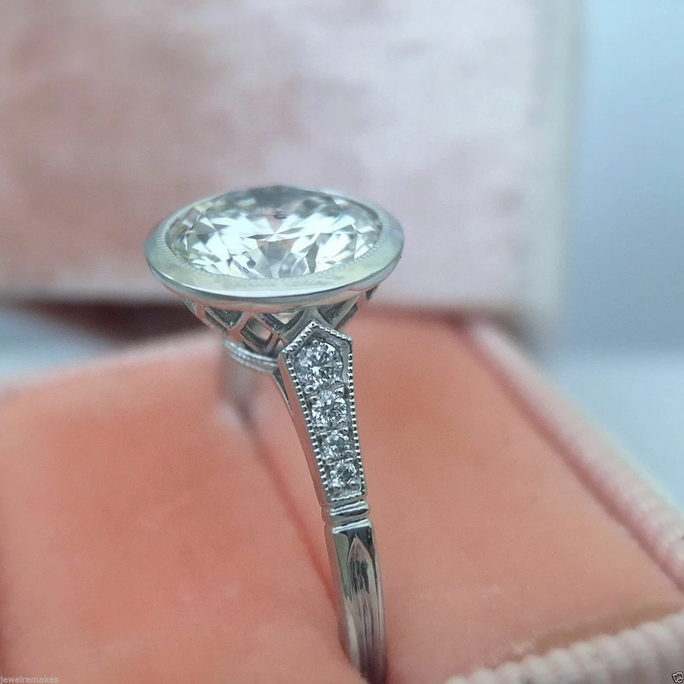 Anello lunetta matrimonio fidanzamento argento sterling 925 moissanite rotond... - Immagine 1 di 4