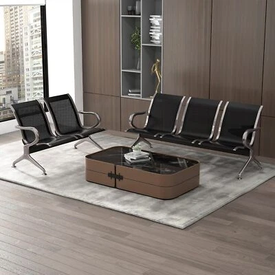 KINBOR Airport Reception Chair Waiting Room Chair Guest Bench for Office Business Black
