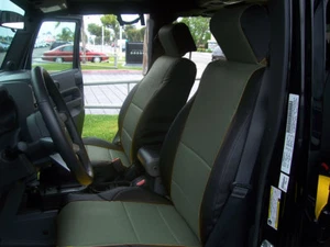 FOR 2007-2010 JEEP WRANGLER JK 2DOORS CUSTOM FIT 2 FRONT SEAT COVERS BLACK - Picture 1 of 6