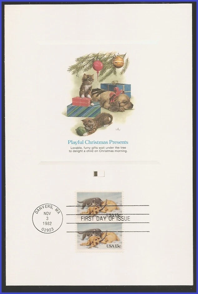 USA5 #2025 U/A FLEETWOOD PROOFCARD FDC STR2  Kitten and Puppy - Image 1 of 1