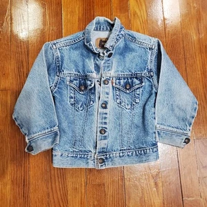 Vintage Levis Jacket Kids 7 Blue Orange Tab Trucker Jean Denim Youth 1995 - Picture 1 of 14
