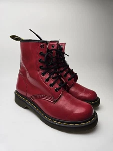 Dr Martens 1460 Red Patent Leather Ankle Boots Size Women's UK Size 4 Eu 37 - Picture 1 of 15