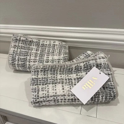 (2) Pottery Barn Villa By Classic Home TW Brax Gray/Ivory Pillow Cover 22” x 22” - Image 1 of 4