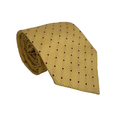 Corbata Turnbull Asser amarilla con puntos rojos de seda para hombre hecha en Inglaterra Foto 1 de 4