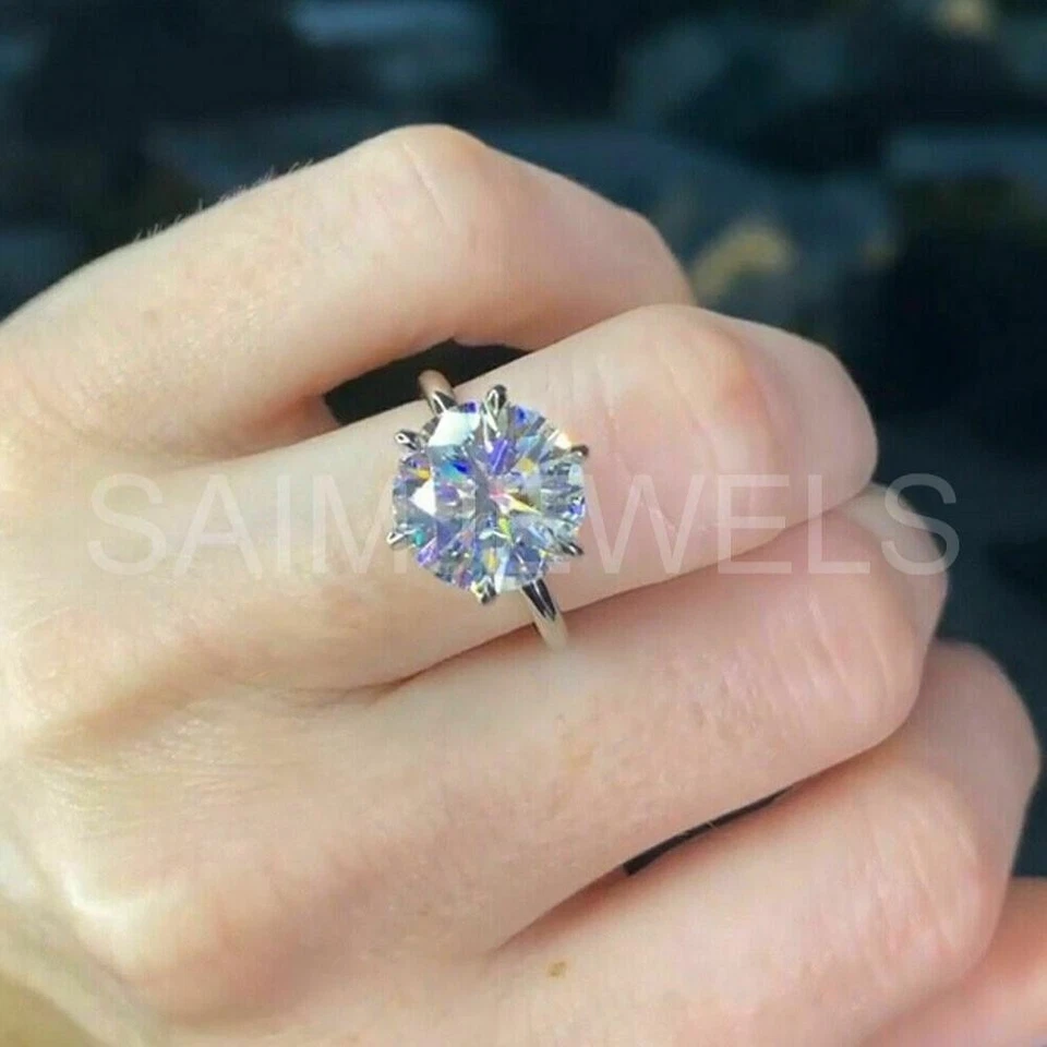 10.30 Ct Round White Diamond Solitaire Engagement Ring In 14k White Gold Plated - Image 1 of 4